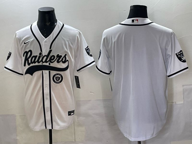 Men 2025 Nike Oakland Raiders Blank White Joint Name  Limited NFL Jersey style 045